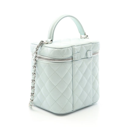 マトラッセ チェーンショルダーバッグ キャビアスキン ライトブルー シルバー金具 2WAY シャネル バッグ CHANEL