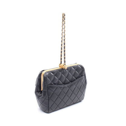マトラッセ チェーンハンドバッグ レザー ブラック ゴールド金具 シャネル バッグ CHANEL