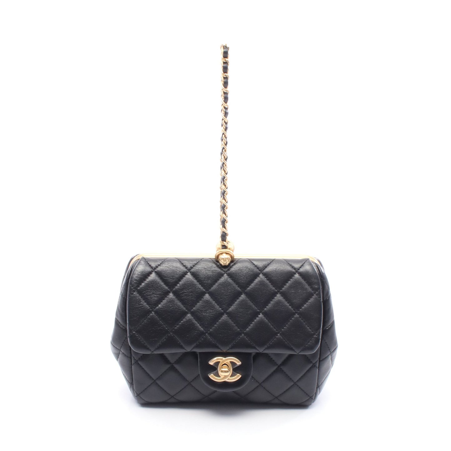 マトラッセ チェーンハンドバッグ レザー ブラック ゴールド金具 シャネル バッグ CHANEL