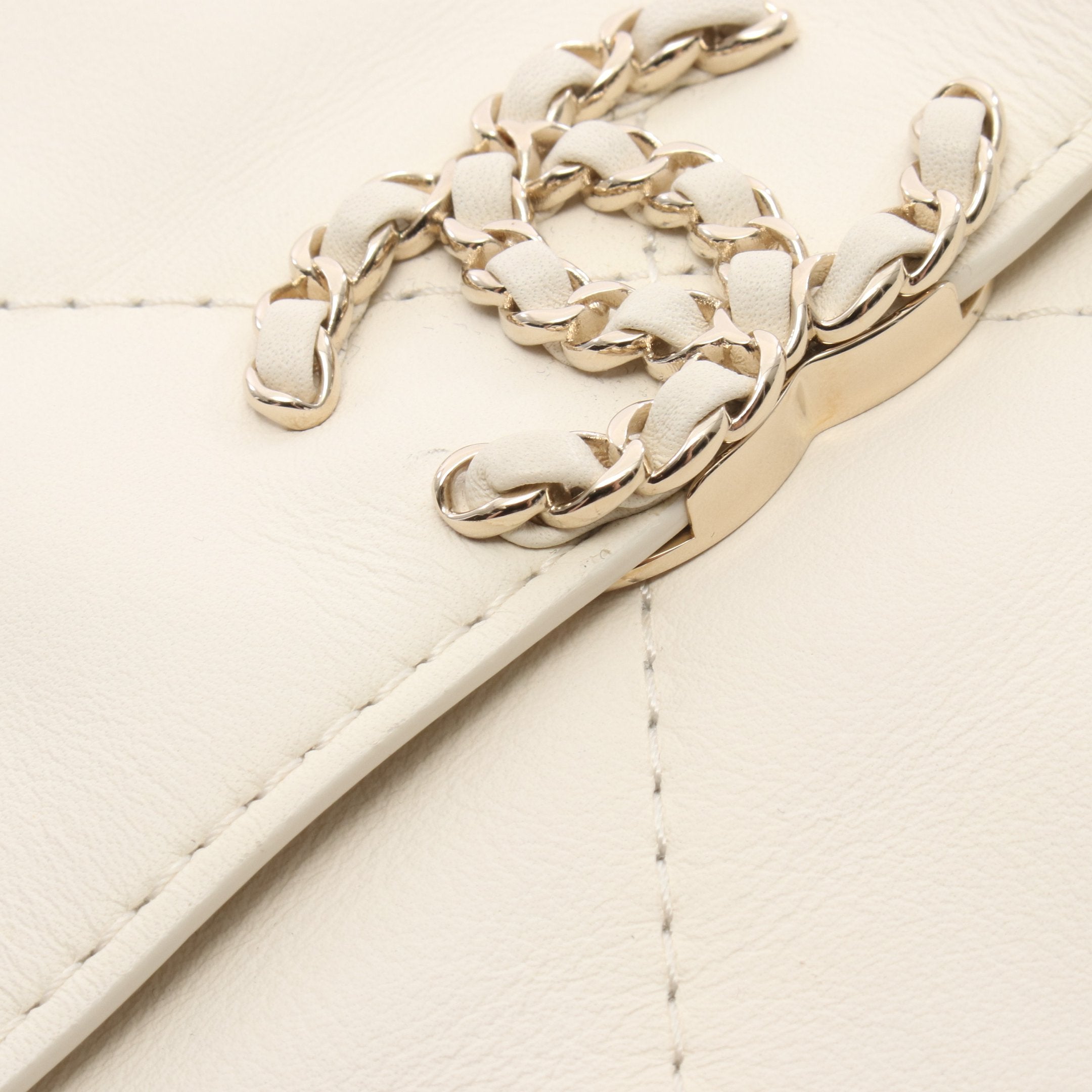 MJ マークジェイコブス 白レザーワイルドステッチ ゴールドチェーン