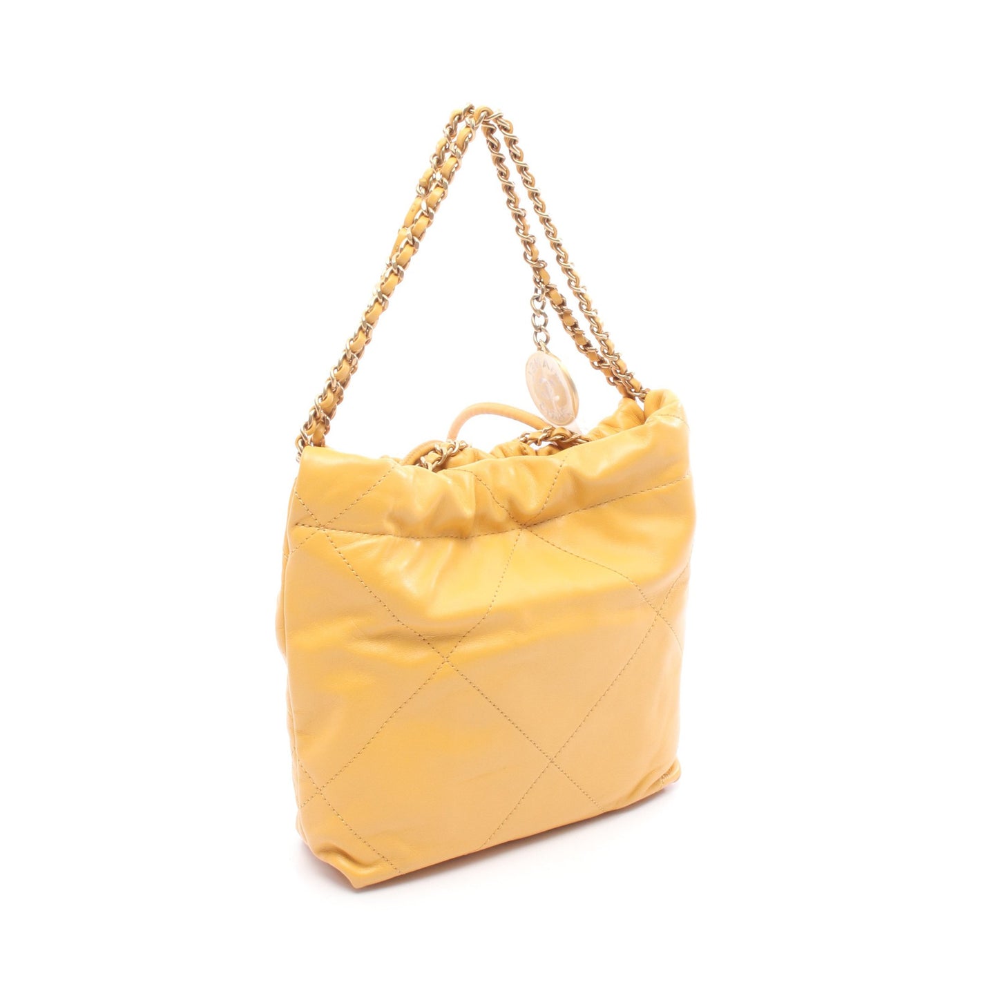 CHANEL 22 ミニ チェーンショルダーバッグ レザー イエロー ゴールド金具 シャネル バッグ CHANEL