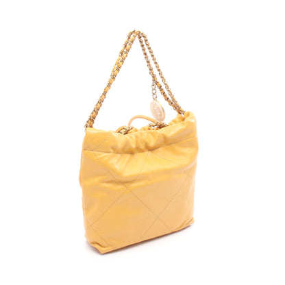 CHANEL 22 ミニ チェーンショルダーバッグ レザー イエロー ゴールド金具 シャネル バッグ CHANEL