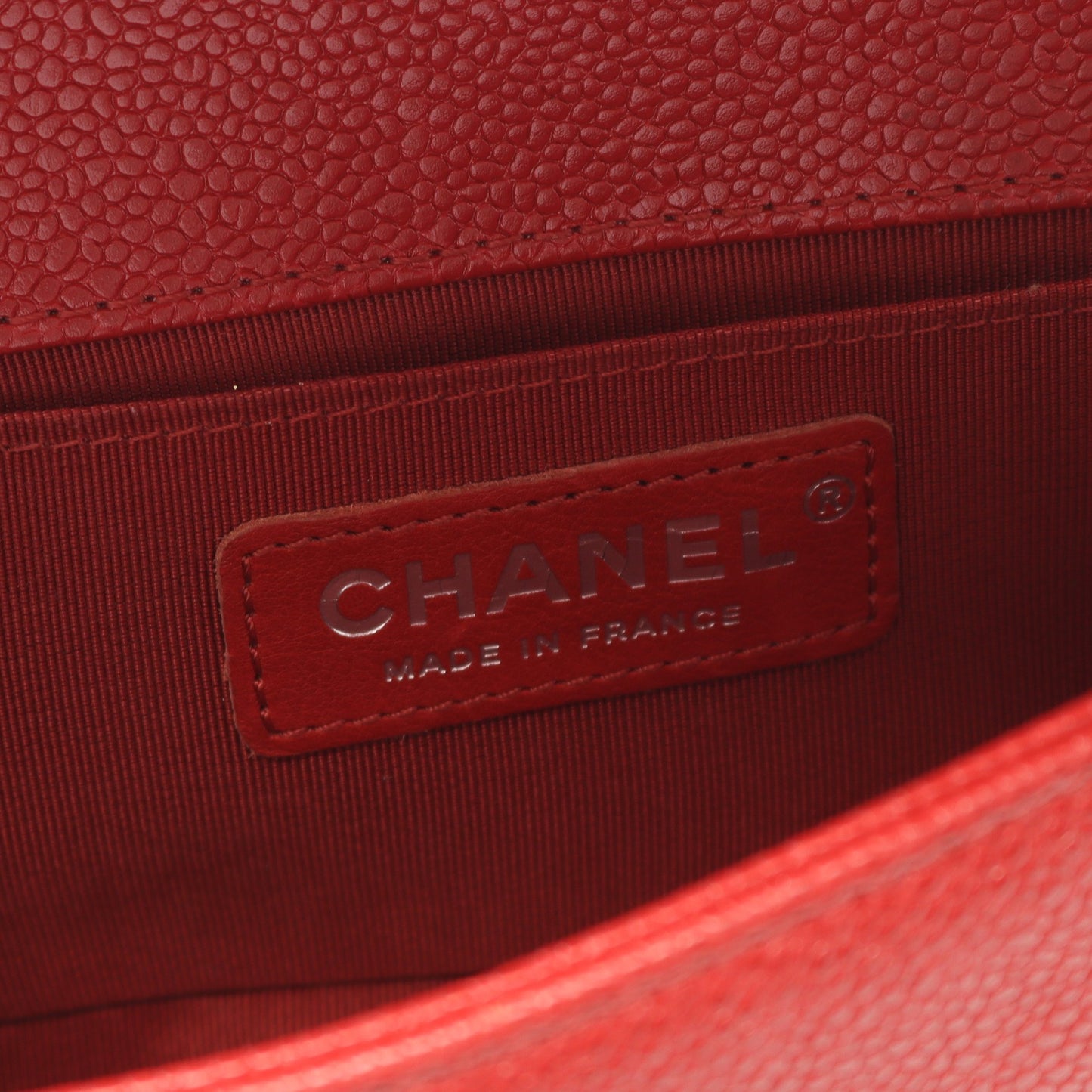 ボーイシャネル スモール チェーンショルダーバッグ キャビアスキン レッド シルバー金具 シャネル バッグ CHANEL