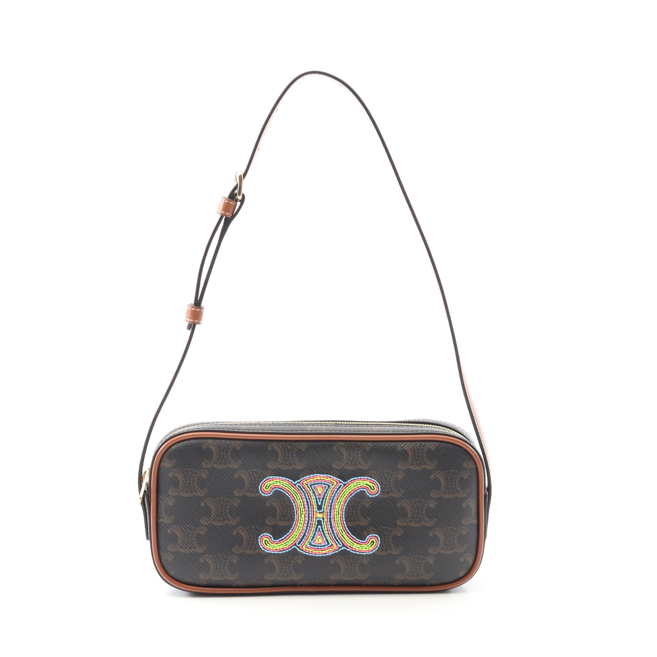 トリオンフ ワンショルダーバッグ PVC レザー ブラック ブラウン