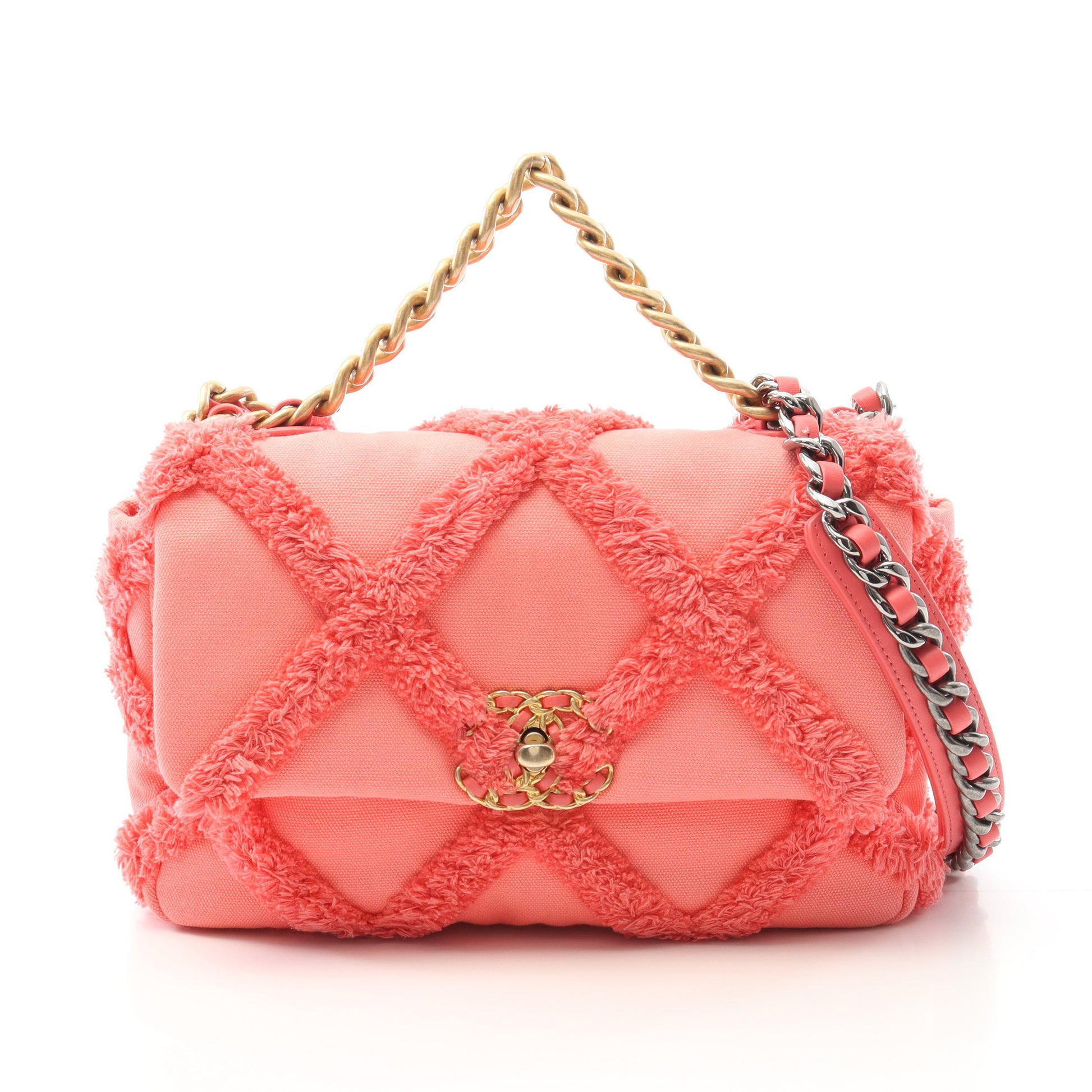19 ディズヌフ マトラッセ チェーンショルダーバッグ キャンバス ピンク コンビ金具 シャネル バッグ CHANEL