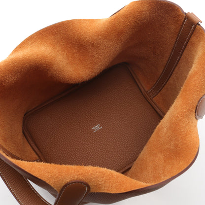 ピコタンロックMM ゴールド ハンドバッグ トリヨンクレマンス ブラウン シルバー金具 K刻印 エルメス バッグ HERMES