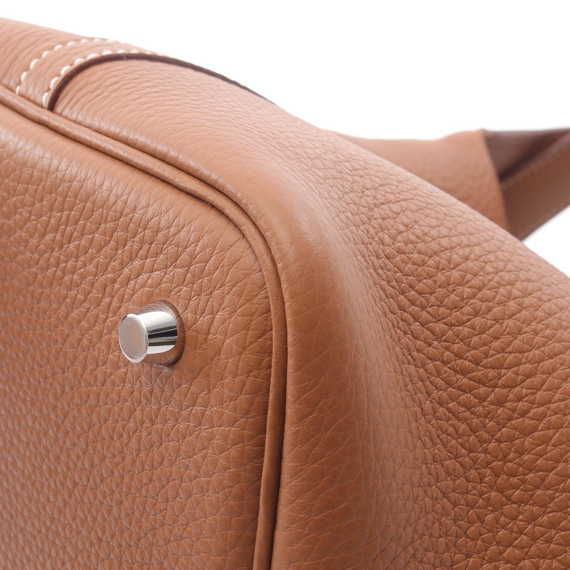 ピコタンロックMM ゴールド ハンドバッグ トリヨンクレマンス ブラウン シルバー金具 K刻印 エルメス バッグ HERMES