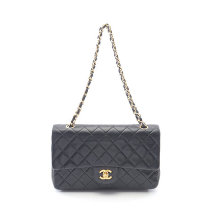 マトラッセ Wフラップ Wチェーンショルダーバッグ ラムスキン ブラック ゴールド金具 シャネル バッグ CHANEL
