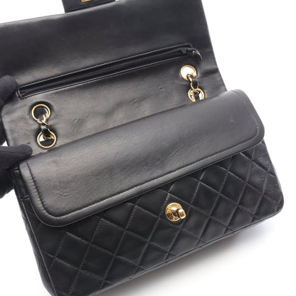 マトラッセ Wフラップ Wチェーンショルダーバッグ ラムスキン ブラック ゴールド金具 シャネル バッグ CHANEL