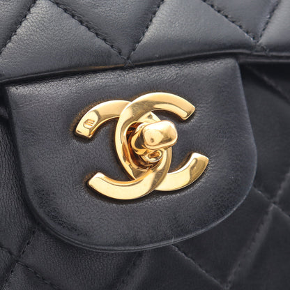 マトラッセ Wフラップ Wチェーンショルダーバッグ ラムスキン ブラック ゴールド金具 シャネル バッグ CHANEL