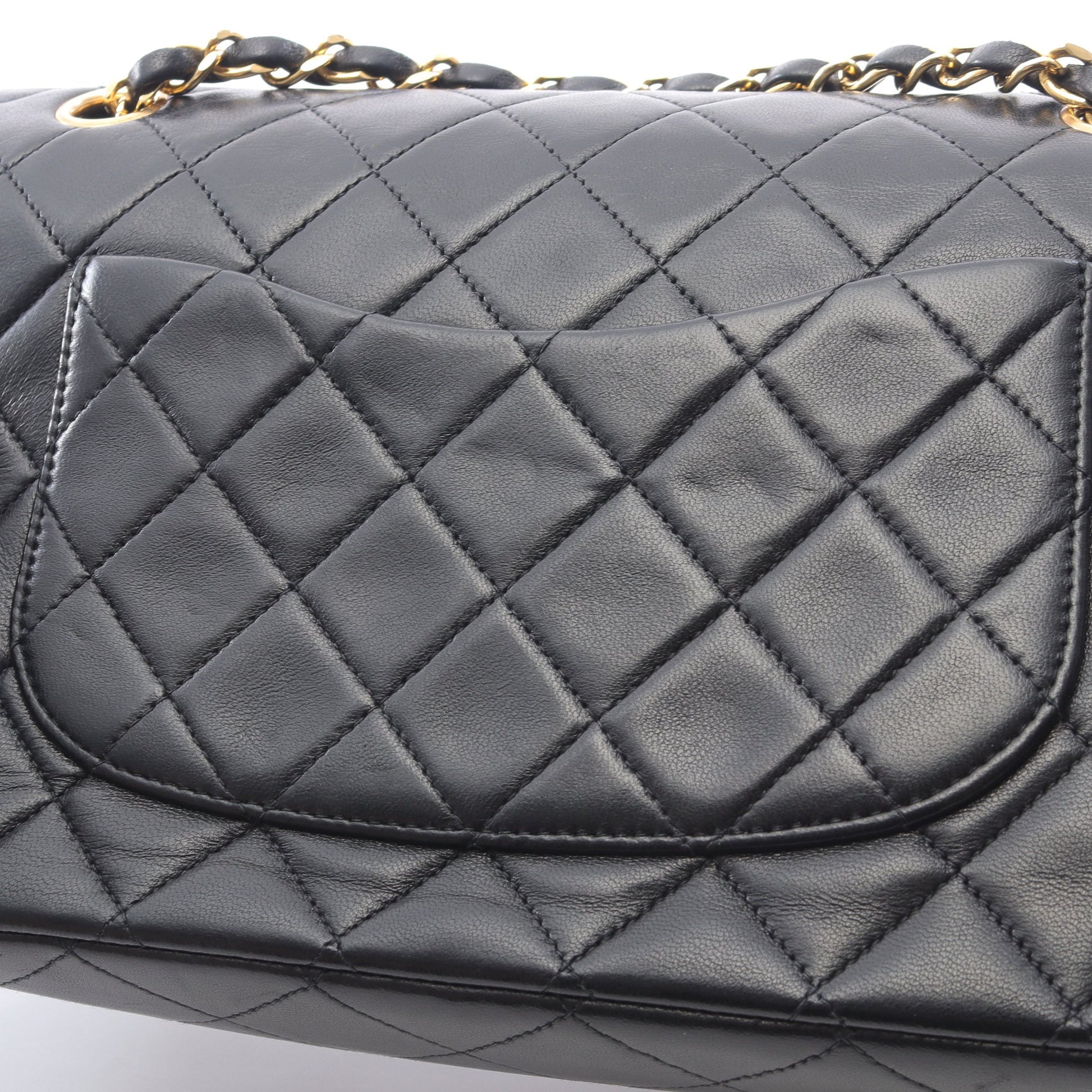 マトラッセ Wフラップ Wチェーンショルダーバッグ ラムスキン ブラック ゴールド金具 シャネル バッグ CHANEL