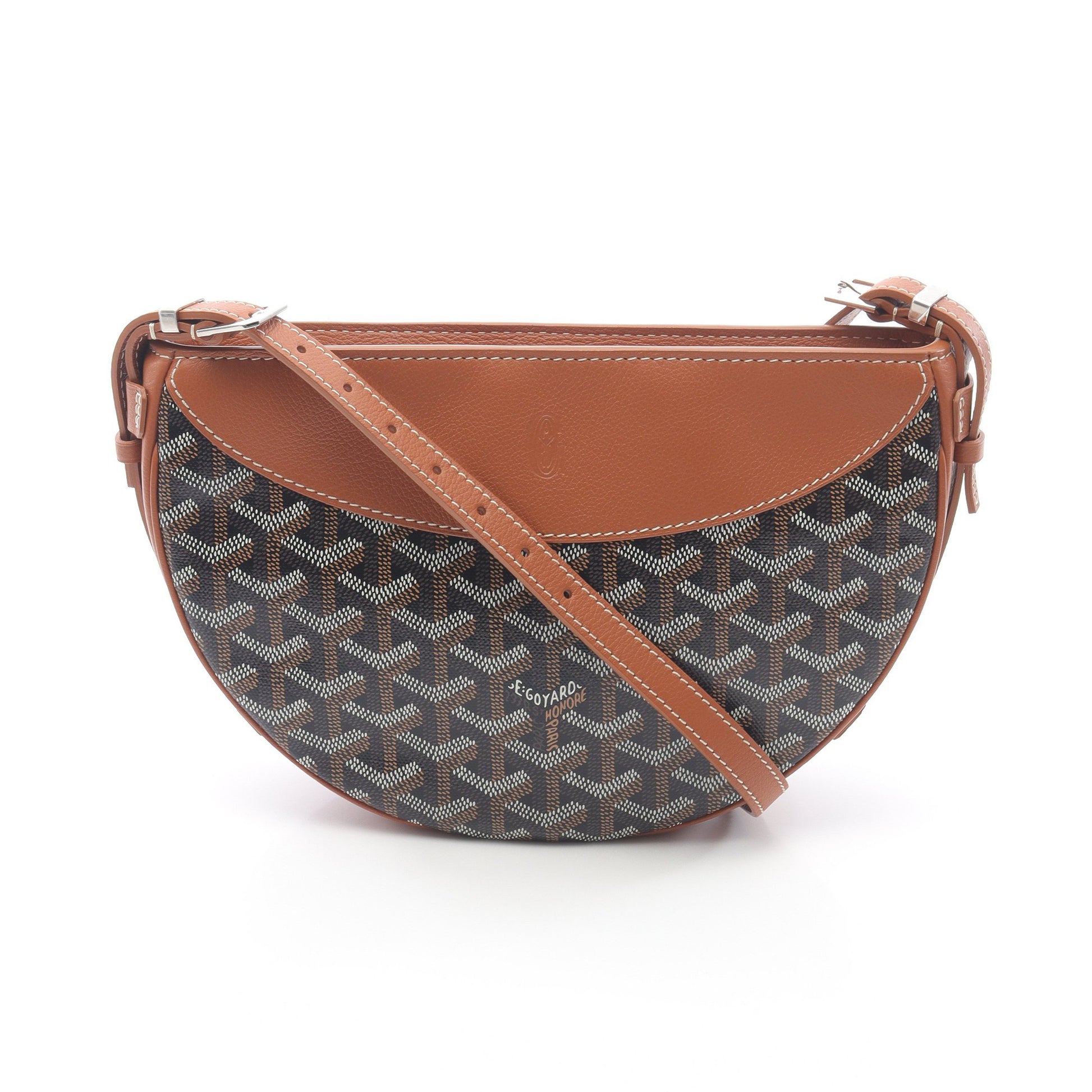 ヒロンデル ショルダーバッグ コーディングキャンバス レザー ブラウン ブラック ゴヤール バッグ GOYARD