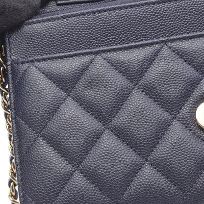 マトラッセ チェーンウォレット キャビアスキン ネイビー ゴールド金具 シャネル バッグ CHANEL