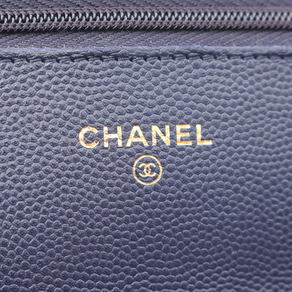マトラッセ チェーンウォレット キャビアスキン ネイビー ゴールド金具 シャネル バッグ CHANEL