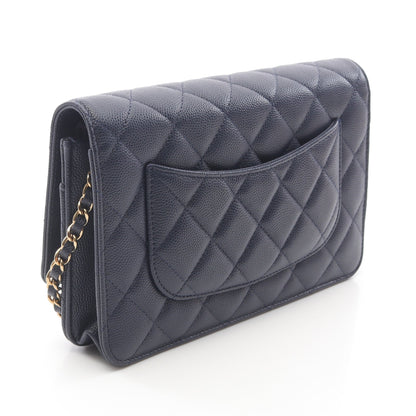マトラッセ チェーンウォレット キャビアスキン ネイビー ゴールド金具 シャネル バッグ CHANEL