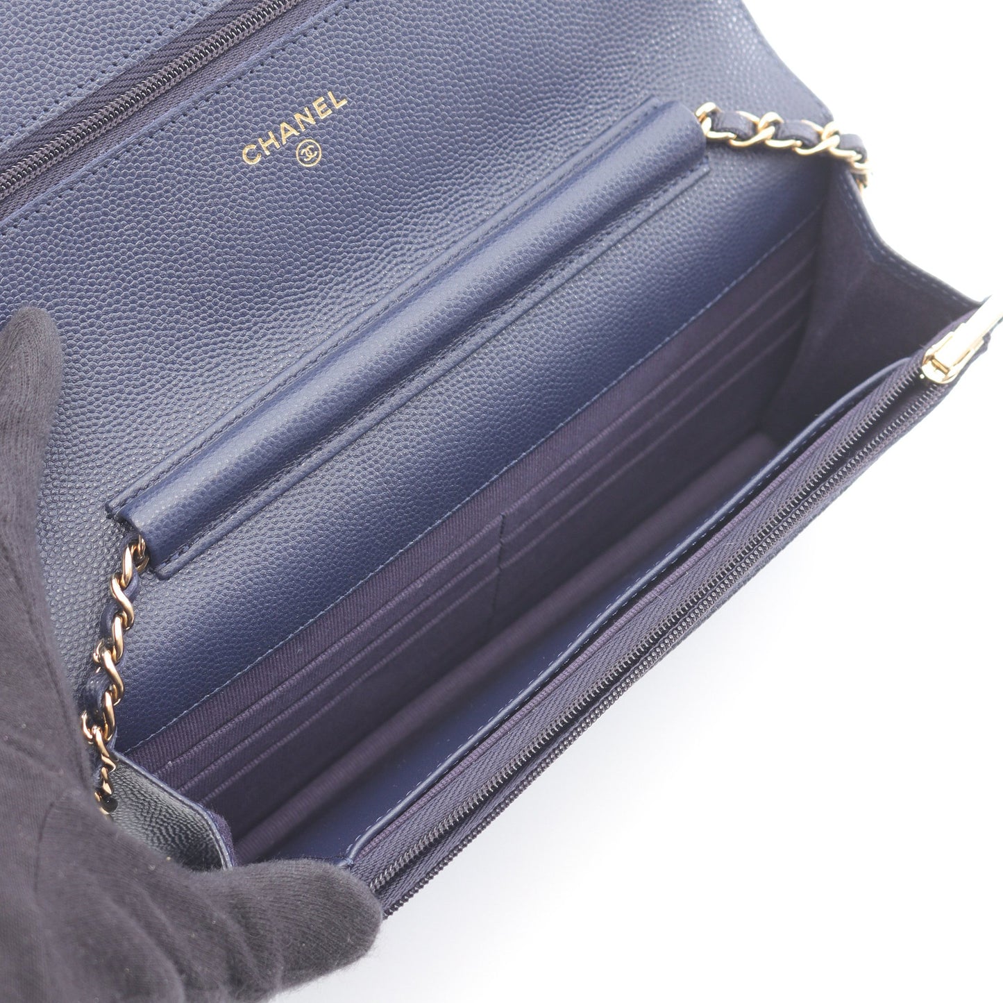 マトラッセ チェーンウォレット キャビアスキン ネイビー ゴールド金具 シャネル バッグ CHANEL