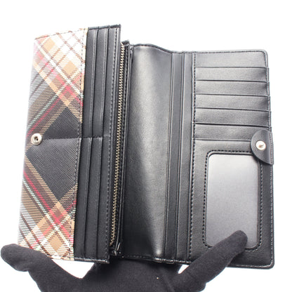 CLASSIC LOGO WALLET オーブ 二つ折り長財布 チェック フェイクレザー  