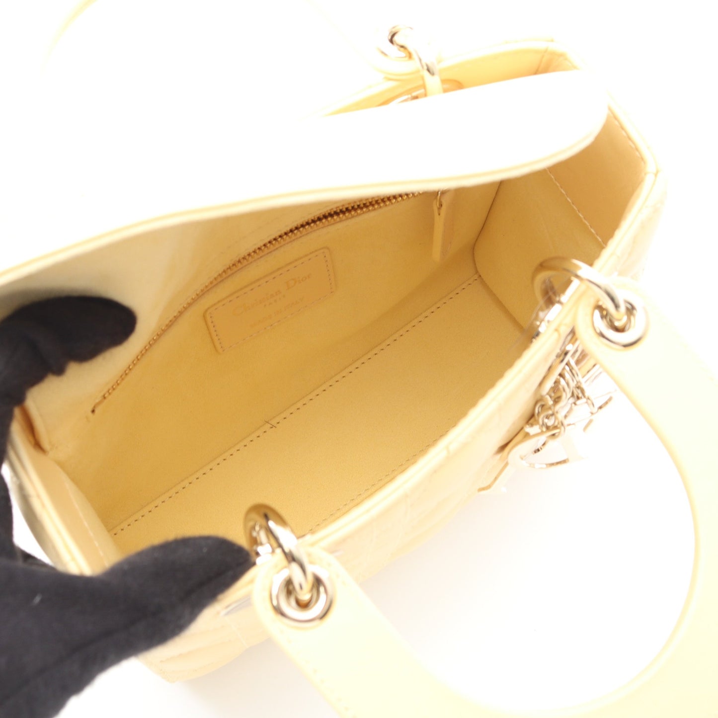 レディディオール スモール カナージュ ハンドバッグ レザー アイボリー 2WAY クリスチャンディオール バッグ Christian Dior