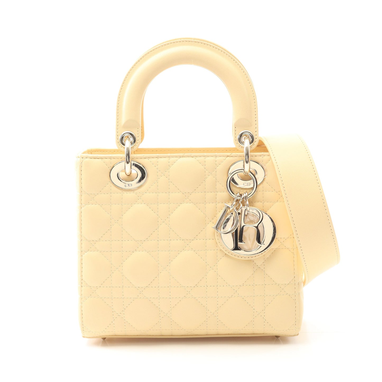 レディディオール スモール カナージュ ハンドバッグ レザー アイボリー 2WAY クリスチャンディオール バッグ Christian Dior