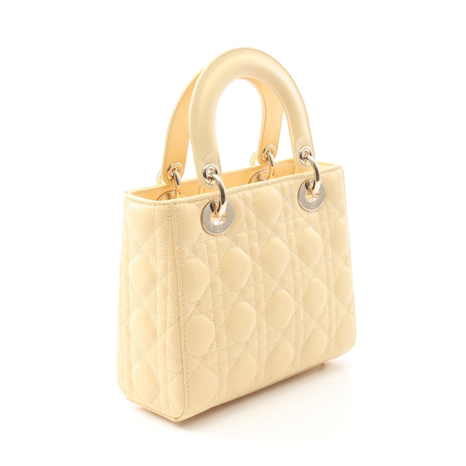 レディディオール スモール カナージュ ハンドバッグ レザー アイボリー 2WAY クリスチャンディオール バッグ Christian Dior