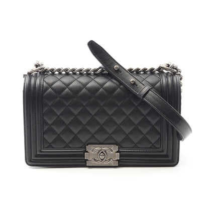 ボーイシャネル チェーンショルダーバッグ キャビアスキン ブラック アンティークシルバー金具 シャネル バッグ CHANEL