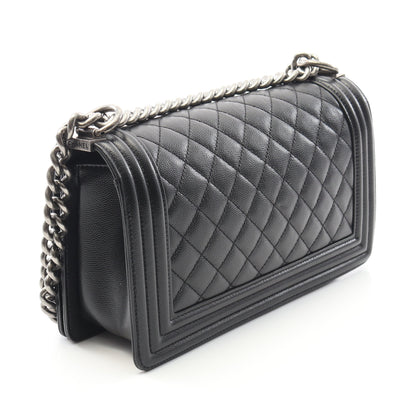 ボーイシャネル チェーンショルダーバッグ キャビアスキン ブラック アンティークシルバー金具 シャネル バッグ CHANEL