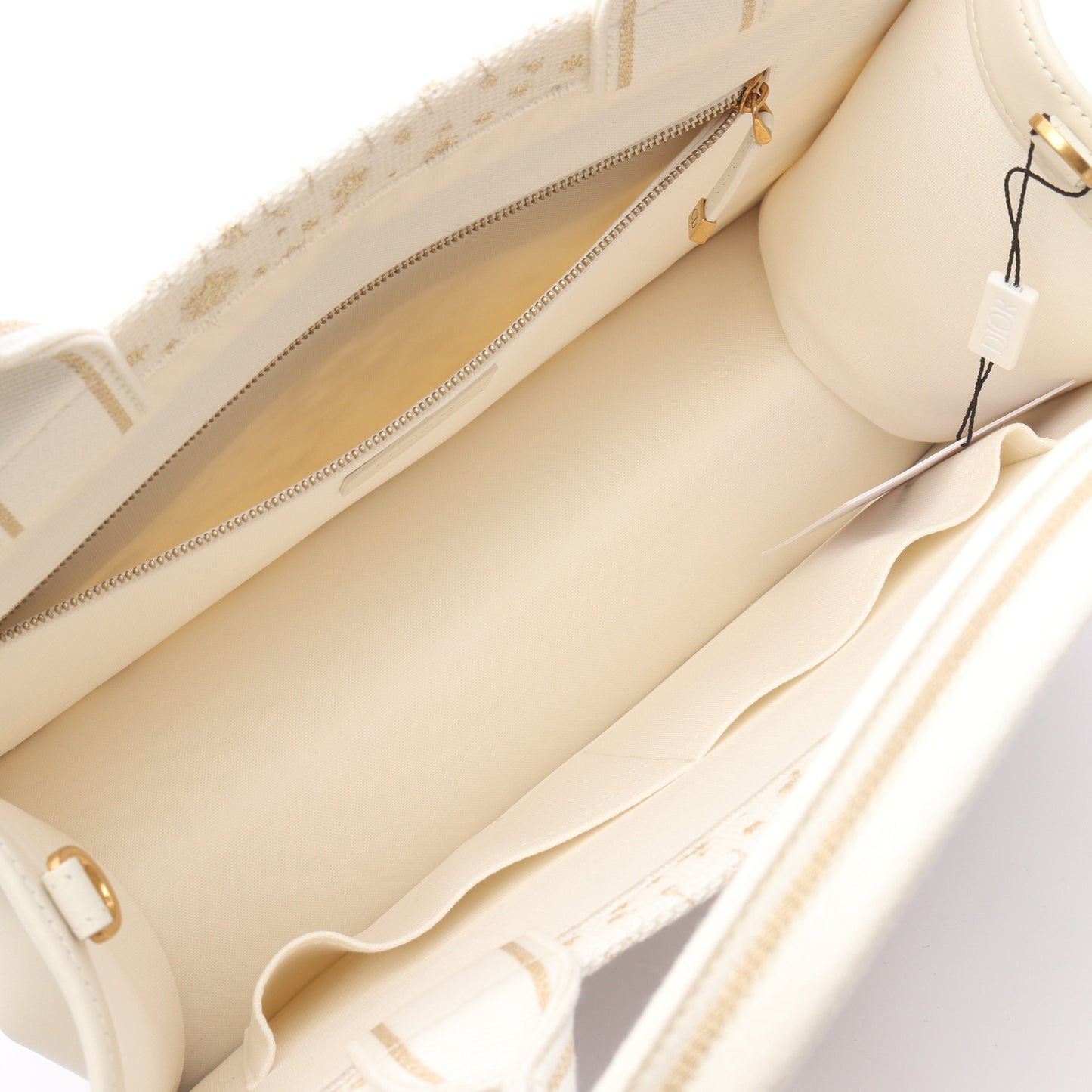 BOOK TOTE ブックトート ミディアム ハンドバッグ トートバッグ キャンバス レザー ホワイト ゴールド 2WAY クリスチャンディオール バッグ Christian Dior
