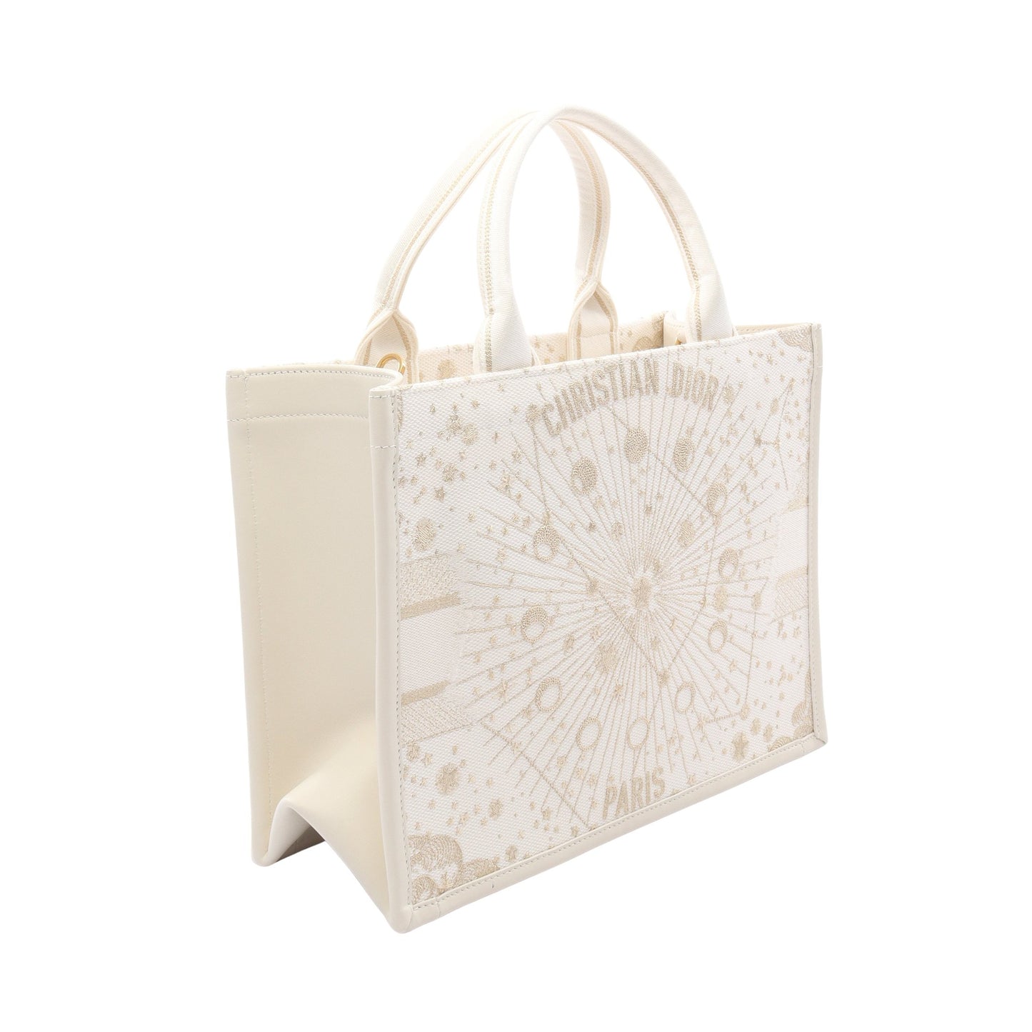 BOOK TOTE ブックトート ミディアム ハンドバッグ トートバッグ キャンバス レザー ホワイト ゴールド 2WAY クリスチャンディオール バッグ Christian Dior