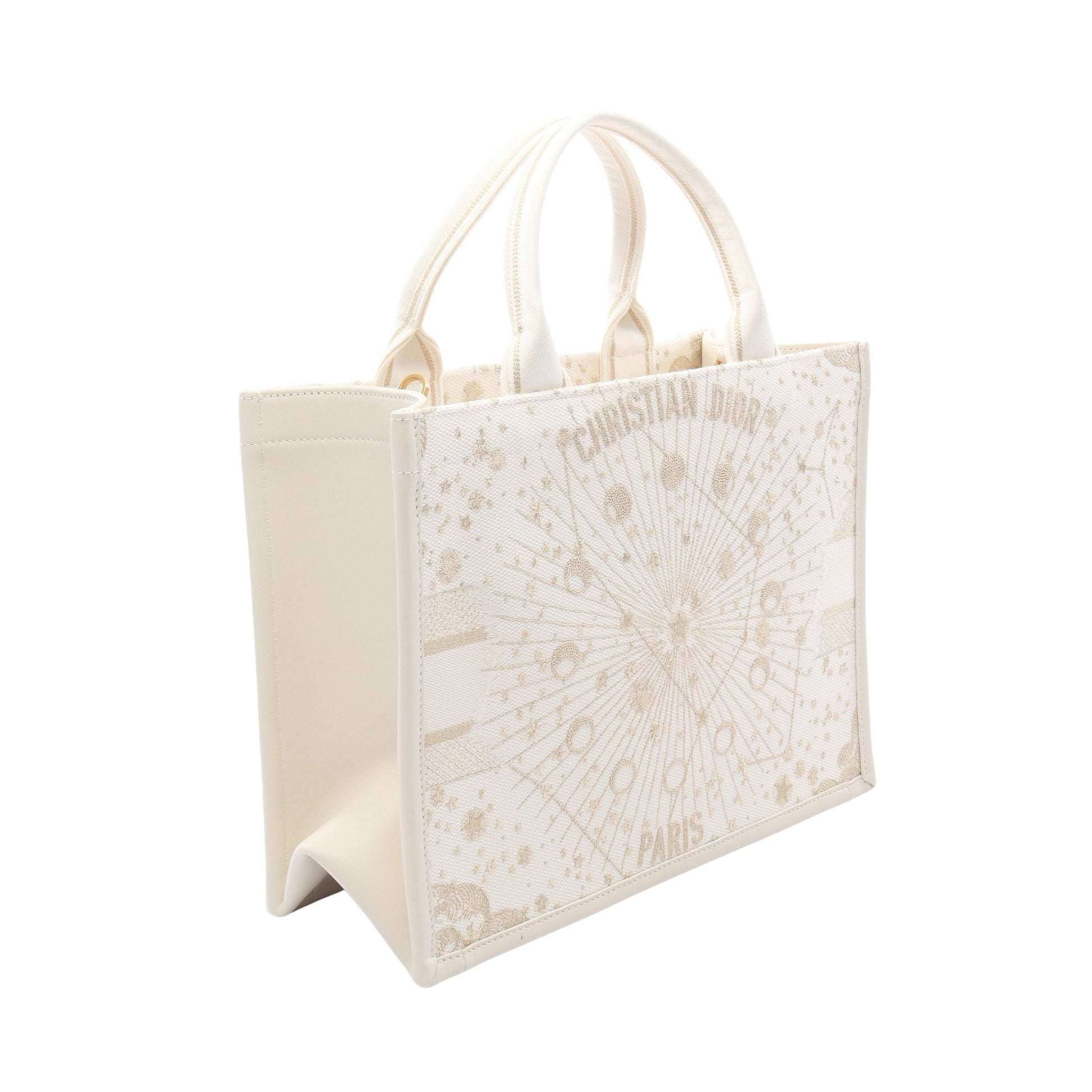 BOOK TOTE ブックトート ミディアム ハンドバッグ トートバッグ キャンバス レザー ホワイト ゴールド 2WAY クリスチャンディオール バッグ Christian Dior