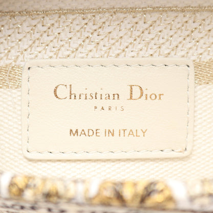 LADY D-LITE ミディアム ハンドバッグ キャンバス ホワイト ブラック ゴールド 2WAY クリスチャンディオール バッグ Christian Dior