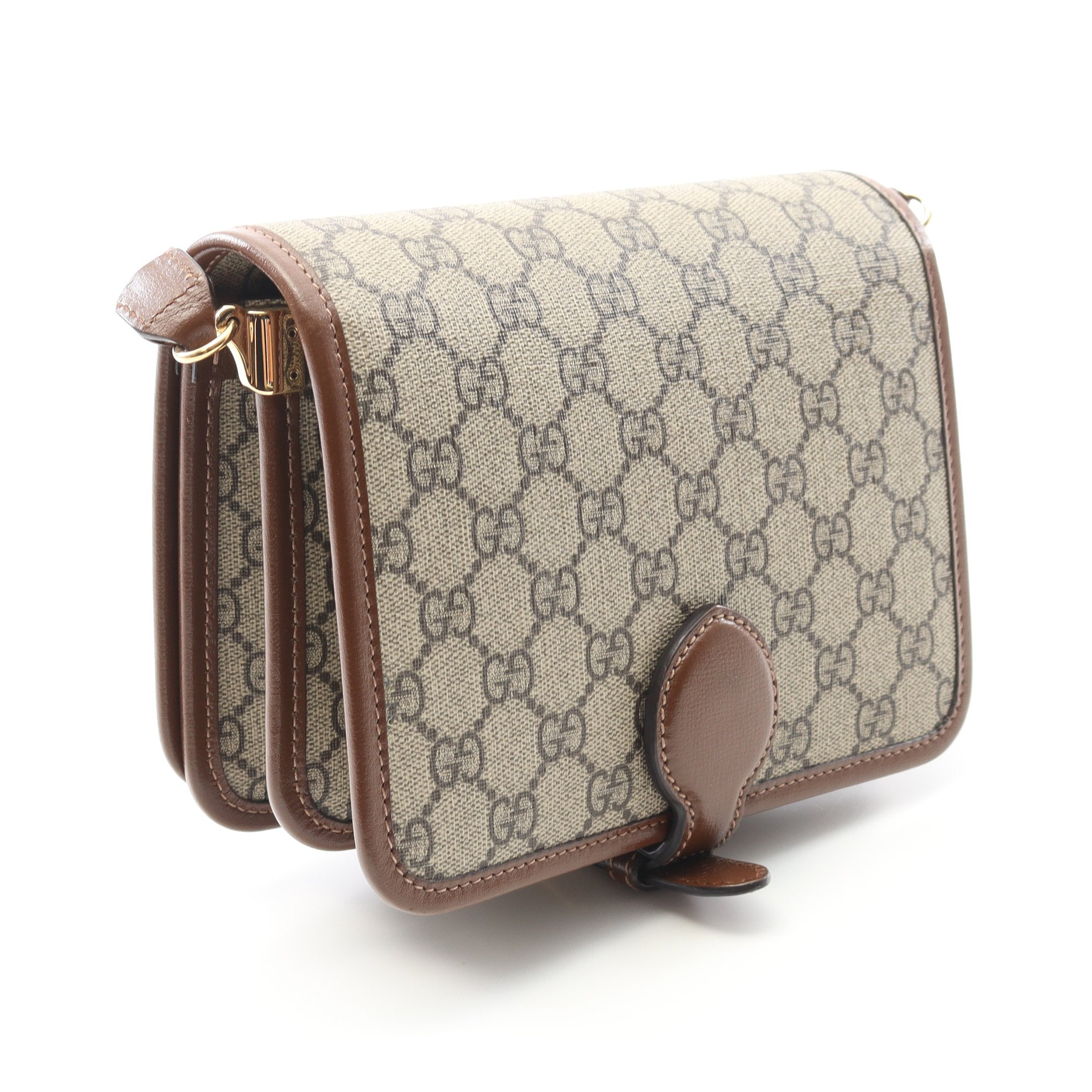 GUCCI GGスプリーム インターロッキン ショルダーバッグ　レザー　PVC GUCCI GGスプリーム インターロッキン ショルダーバッグレザーPVC