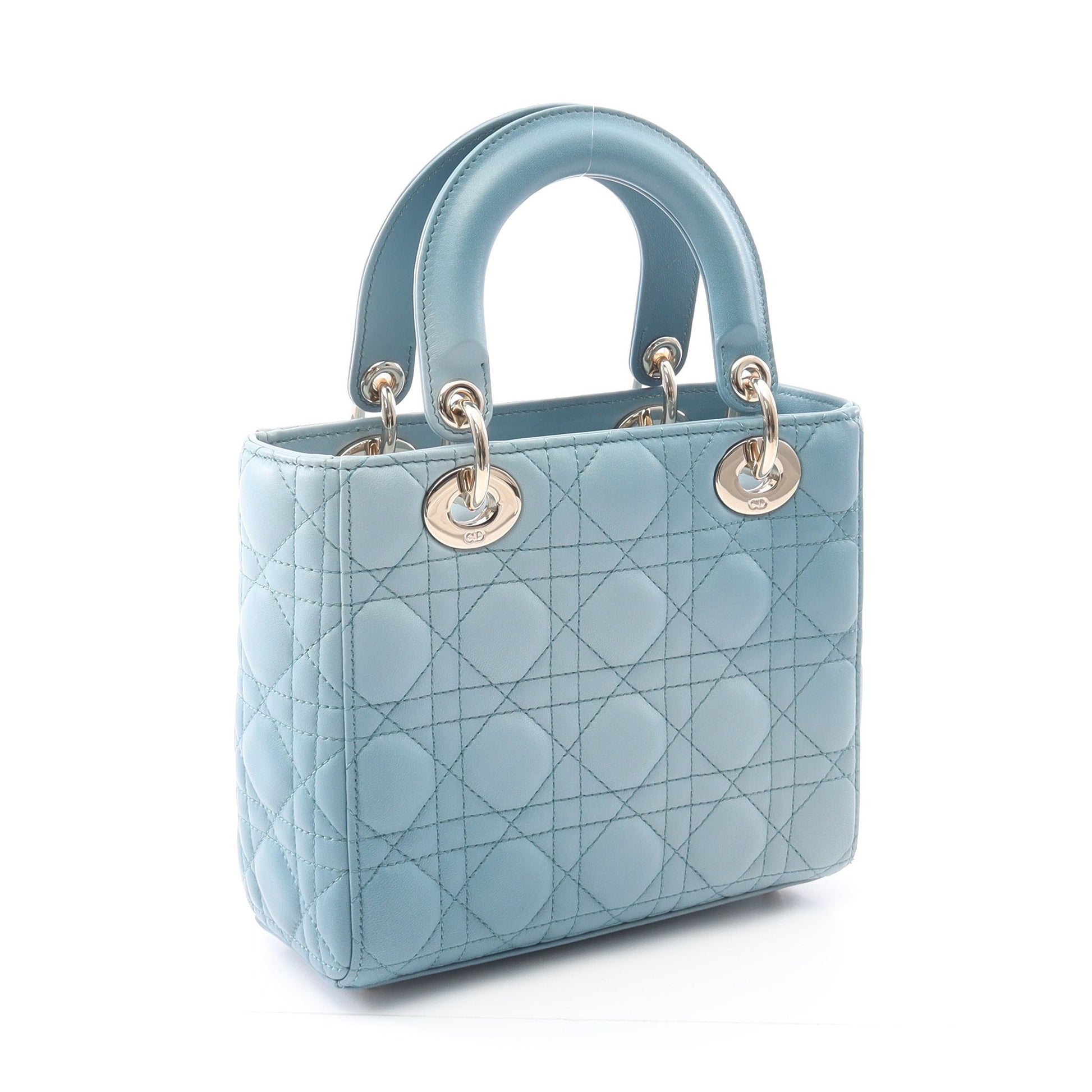 レディディオール スモール カナージュ ハンドバッグ レザー ライトブルー 2WAY クリスチャンディオール バッグ Christian Dior
