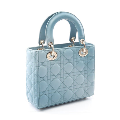 レディディオール スモール カナージュ ハンドバッグ レザー ライトブルー 2WAY クリスチャンディオール バッグ Christian Dior