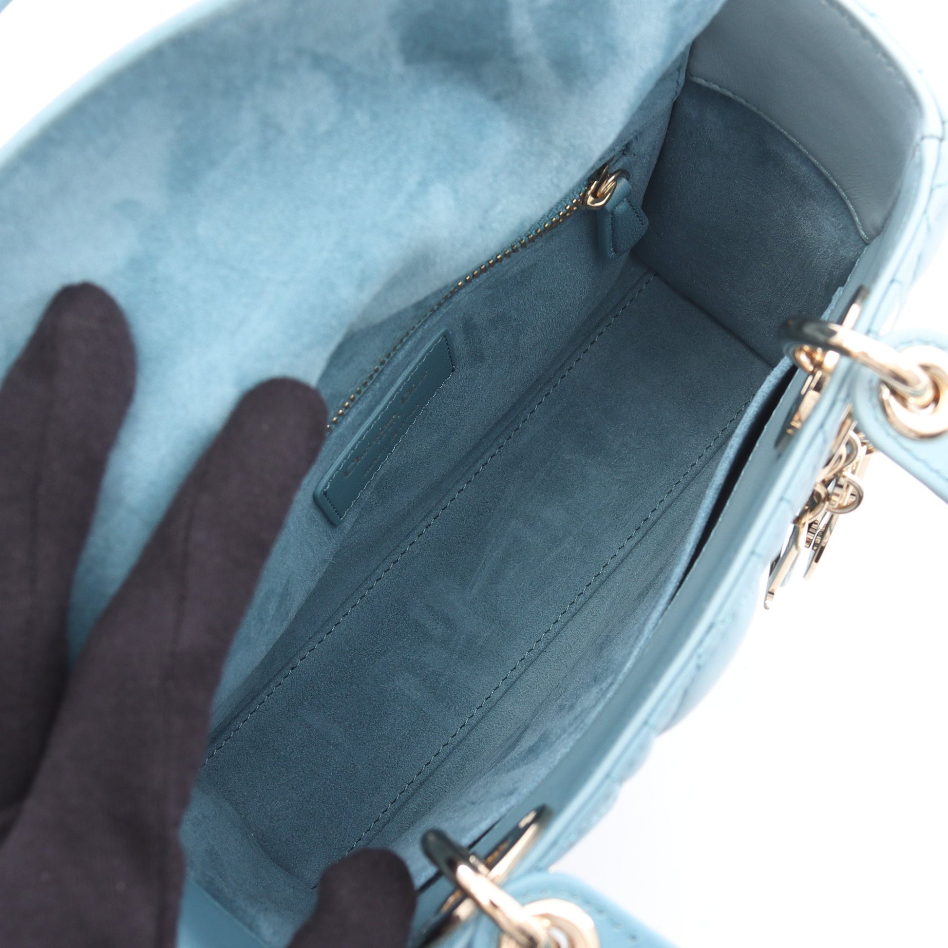 レディディオール スモール カナージュ ハンドバッグ レザー ライトブルー 2WAY クリスチャンディオール バッグ Christian Dior