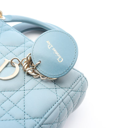 レディディオール スモール カナージュ ハンドバッグ レザー ライトブルー 2WAY クリスチャンディオール バッグ Christian Dior