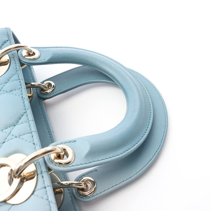 レディディオール スモール カナージュ ハンドバッグ レザー ライトブルー 2WAY クリスチャンディオール バッグ Christian Dior