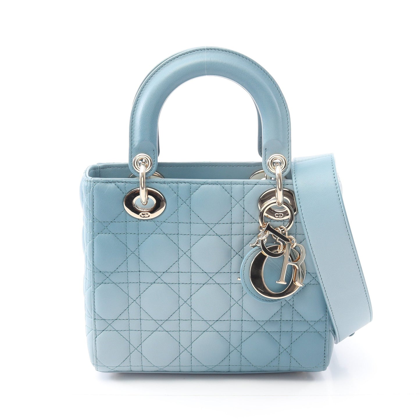 レディディオール スモール カナージュ ハンドバッグ レザー ライトブルー 2WAY クリスチャンディオール バッグ Christian Dior