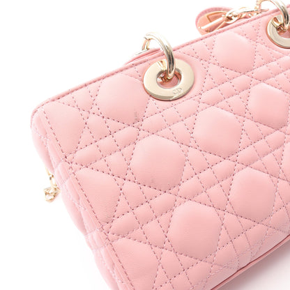 Lady D-Joy ミディアム カナージュ ハンドバッグ レザー ピンク 3WAY クリスチャンディオール バッグ Christian Dior