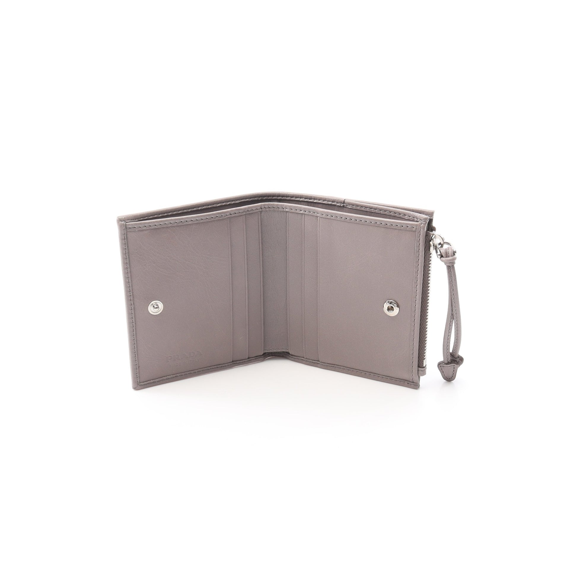 SOFT LUX 二つ折り財布 レザー グレー プラダ 財布・小物 PRADA