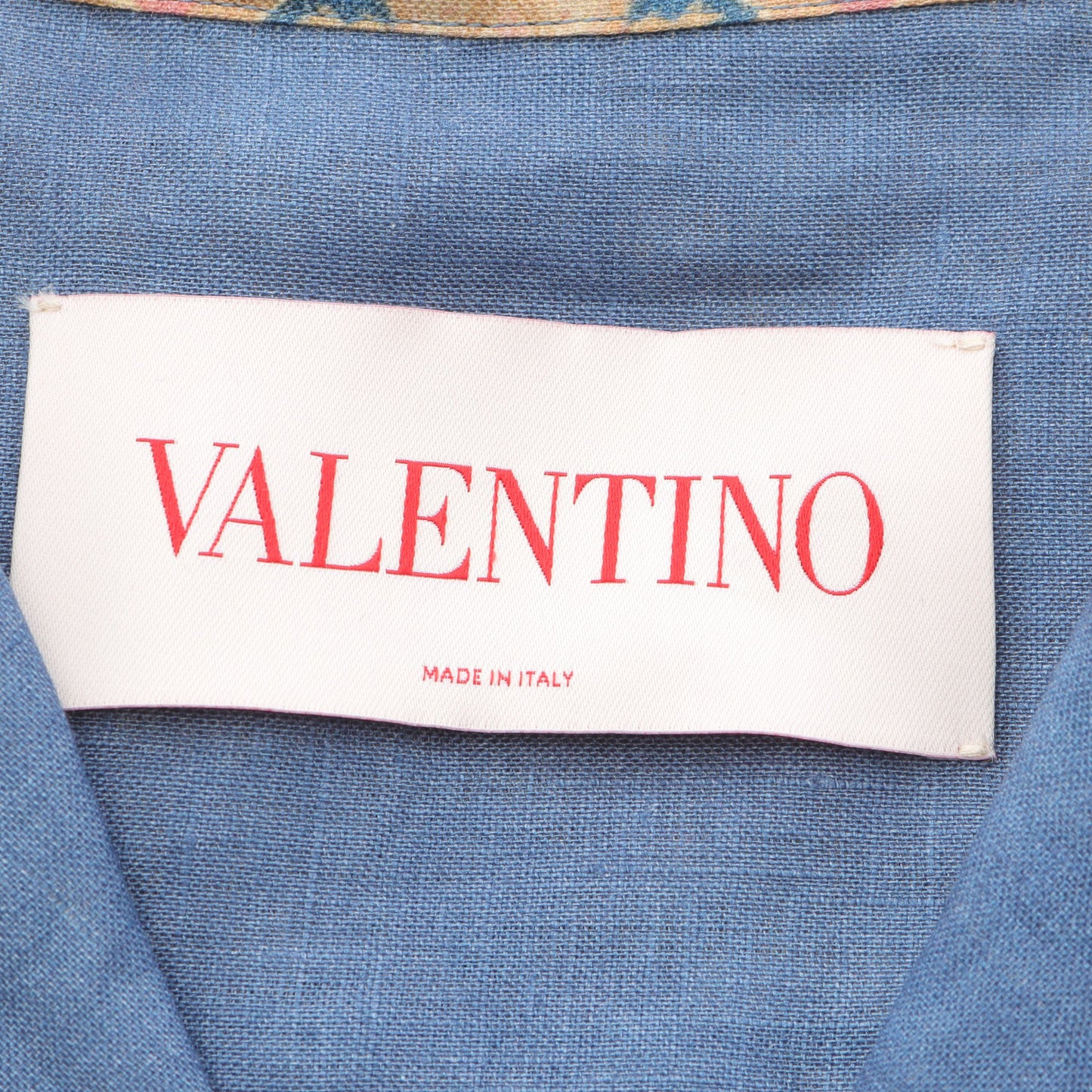 VOYAGE IMAGINAIRE シャツ オープンカラー 半袖 総柄 リネン イエローブラウン ブルー マルチカラー ヴァレンティノ トップス VALENTINO