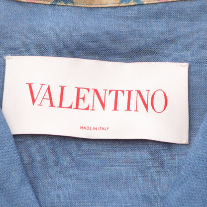 VOYAGE IMAGINAIRE シャツ オープンカラー 半袖 総柄 リネン イエローブラウン ブルー マルチカラー ヴァレンティノ トップス VALENTINO