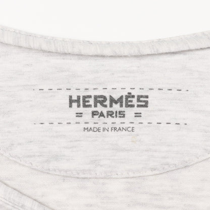 Tシャツ クルーネック 半袖 フェニックスプリント コットン ライトグレー マルチカラー エルメス トップス HERMES