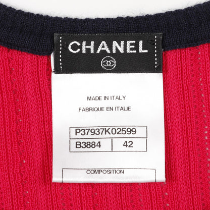 ニット タンクトップ コットン カシミヤ シルク ピンクレッド ネイビー シャネル トップス CHANEL
