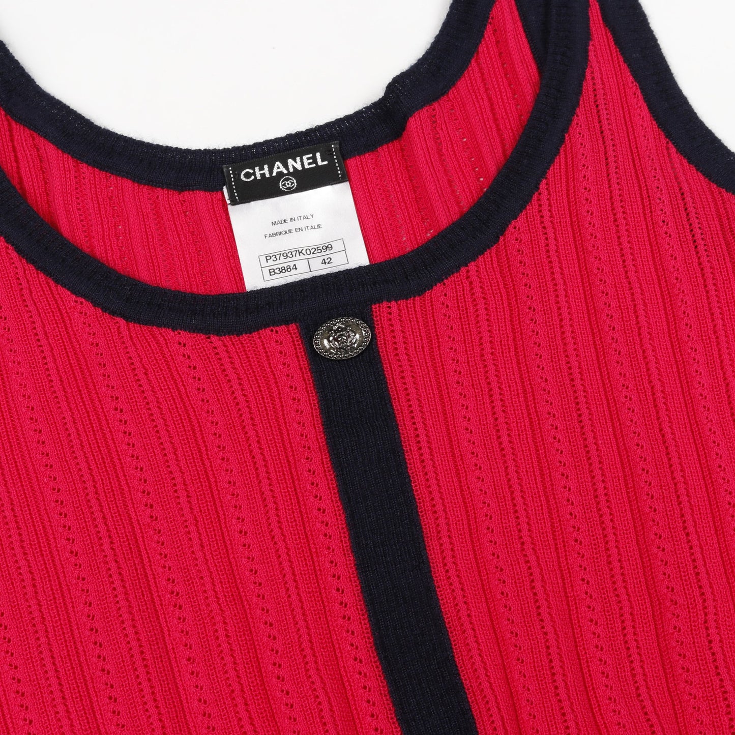 ニット タンクトップ コットン カシミヤ シルク ピンクレッド ネイビー シャネル トップス CHANEL