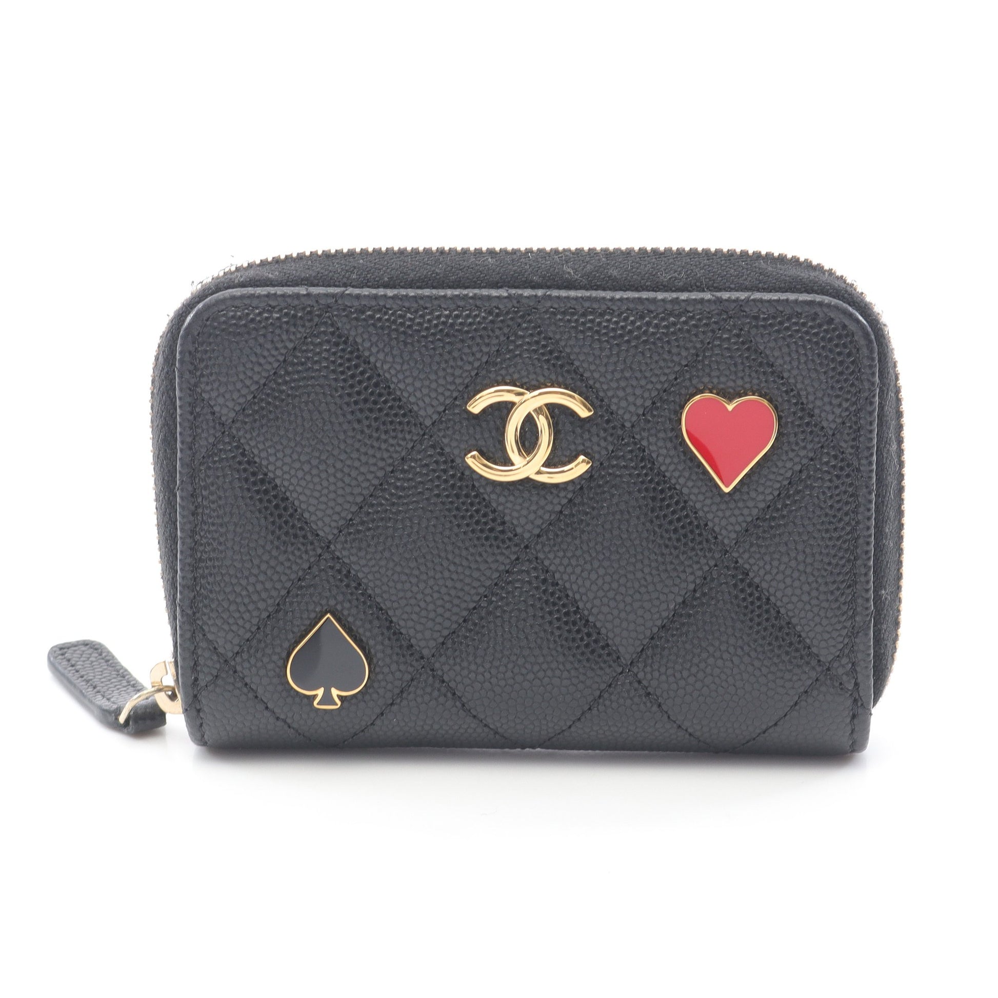 マトラッセ コインケース キャビアスキン ブラック ゴールド金具  