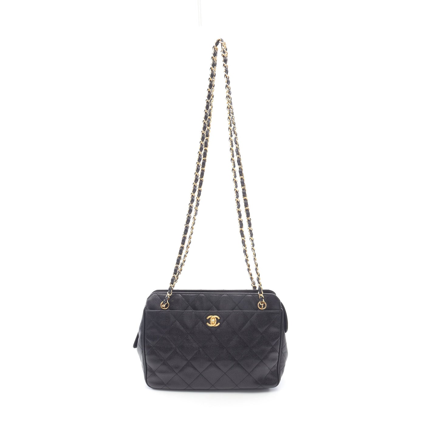 マトラッセ チェーンショルダーバッグ キャビアスキン ブラック ゴールド金具 シャネル バッグ CHANEL