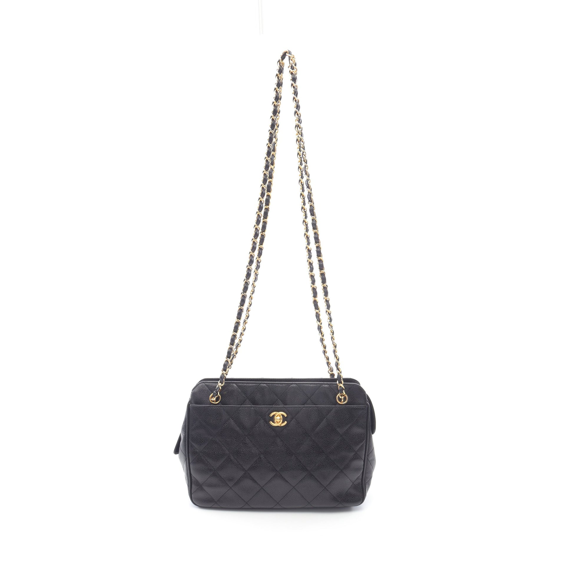 マトラッセ チェーンショルダーバッグ キャビアスキン ブラック ゴールド金具 シャネル バッグ CHANEL