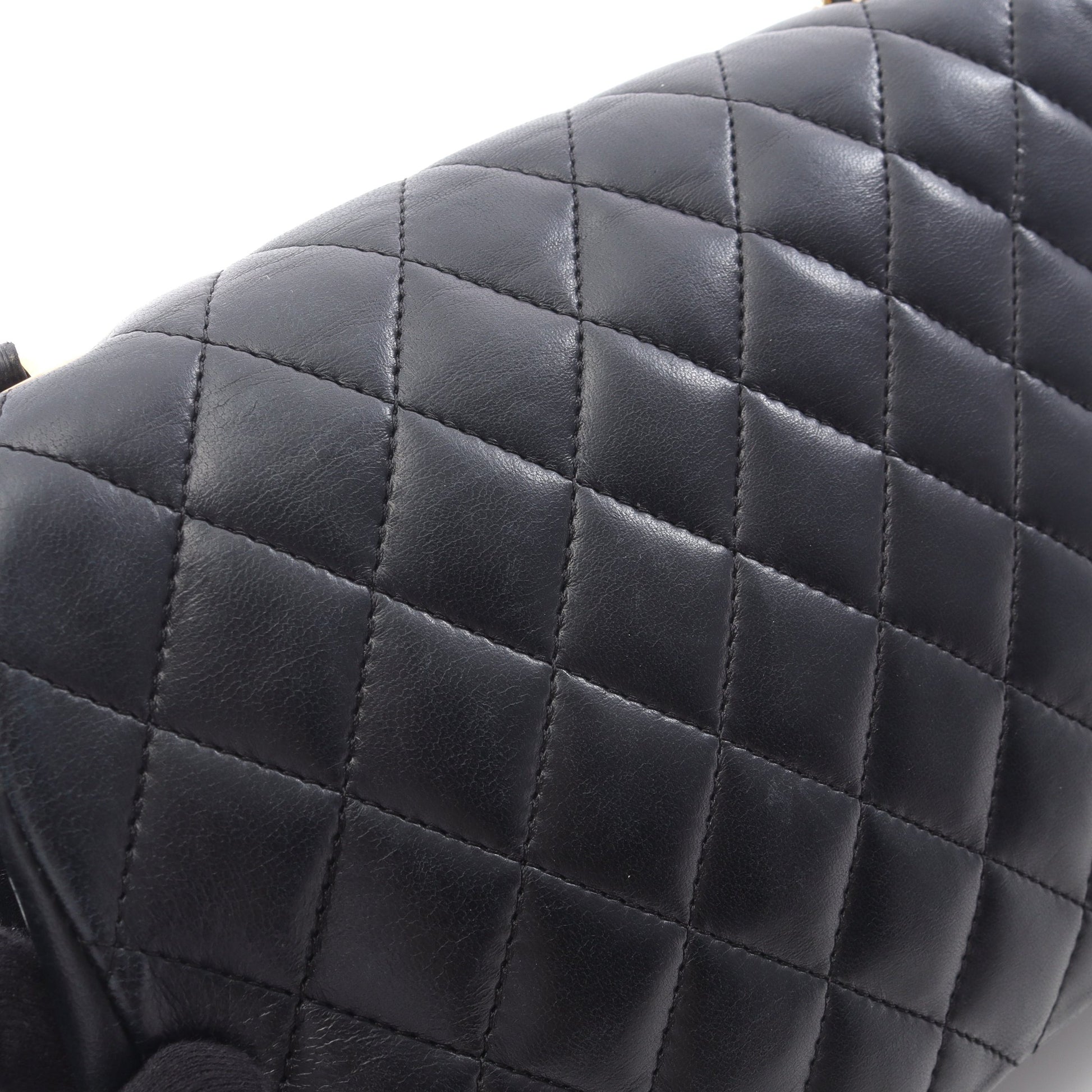 マトラッセ チェーンショルダーバッグ ラムスキン ブラック ゴールド金具 シャネル バッグ CHANEL