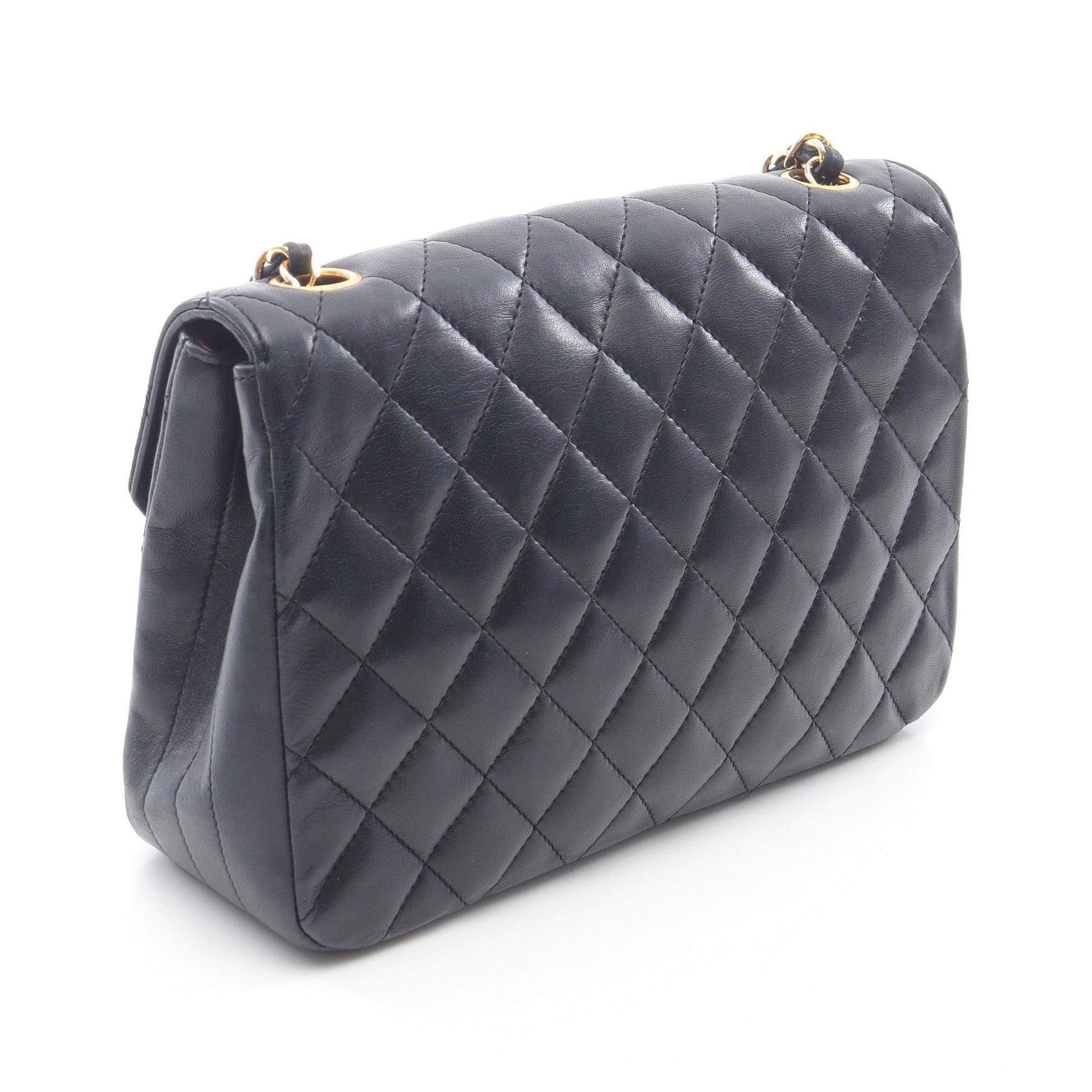 マトラッセ チェーンショルダーバッグ ラムスキン ブラック ゴールド金具 シャネル バッグ CHANEL