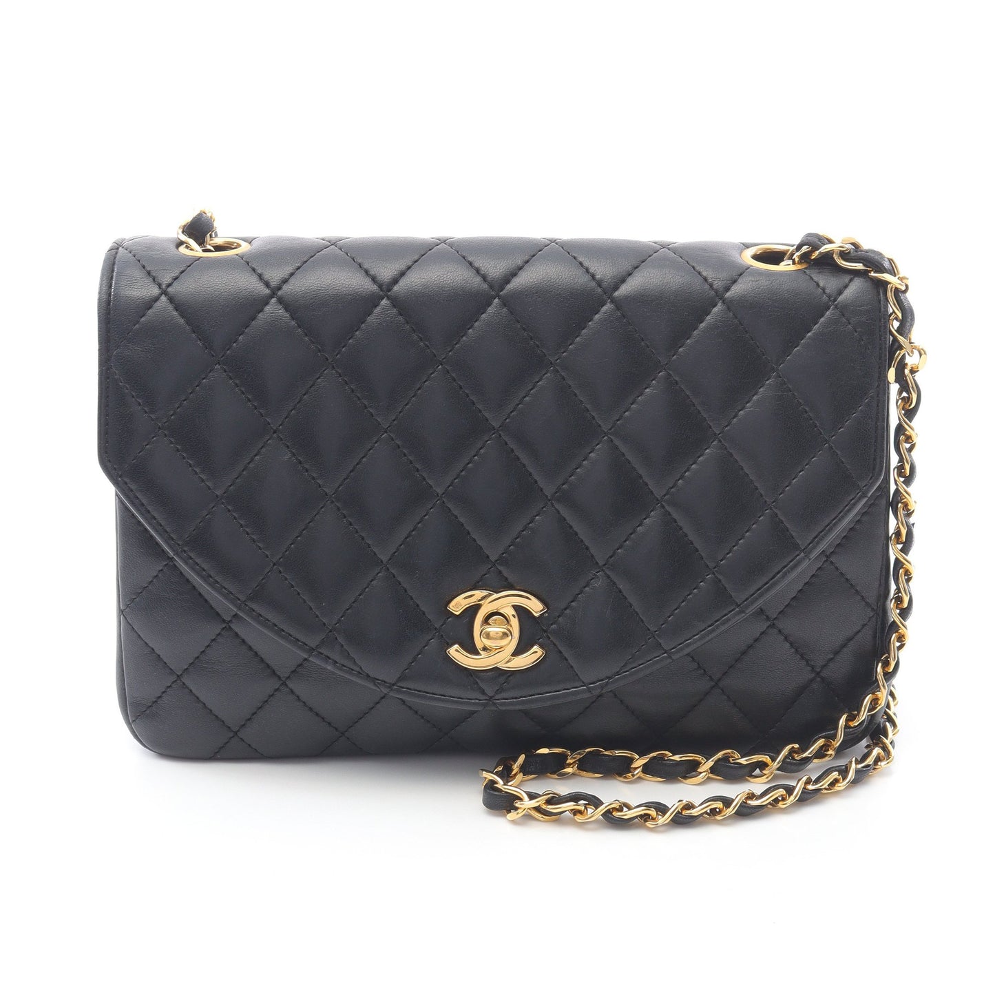 マトラッセ チェーンショルダーバッグ ラムスキン ブラック ゴールド金具 シャネル バッグ CHANEL